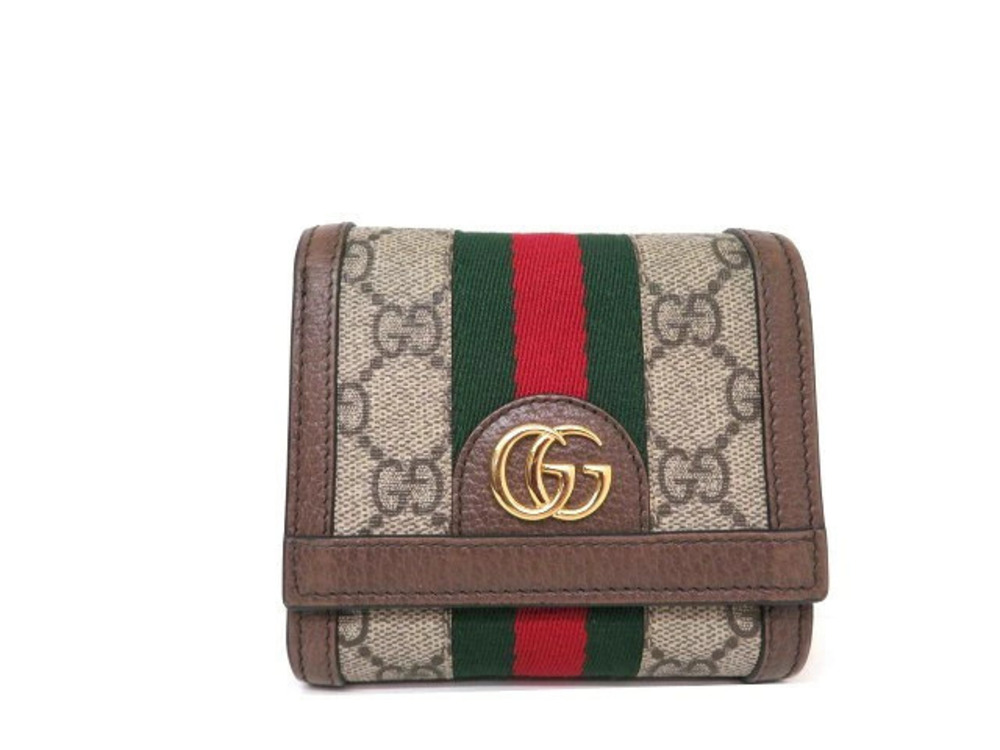 Gucci wallet Ophidia GG compact bi fold Beige Cream Supreme
